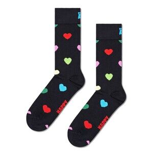 HAPPY SOCKS Crew Socks Black Heart Combed Cotton Unisex M 8-12 W 10-12.5